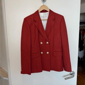 Sandro Double-Breasted Blazer in Deep Rust